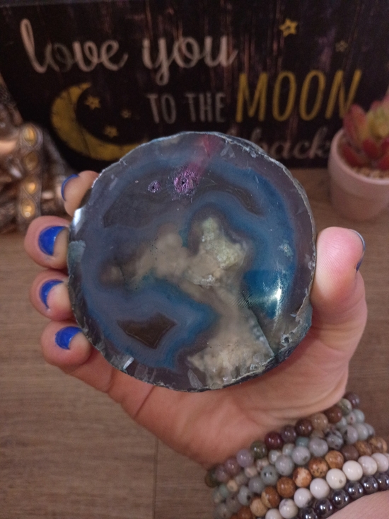 Other - Blue Agate Geode From Brazil Decorative Accent